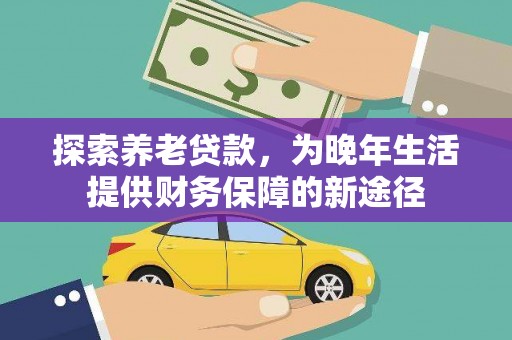 卢龙探索养老贷款，为晚年生活提供财务保障的新途径
