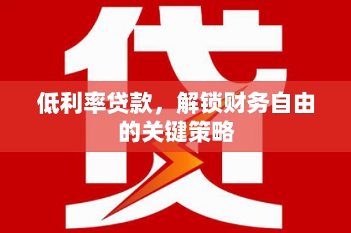 卢龙低利率贷款，解锁财务自由的关键策略